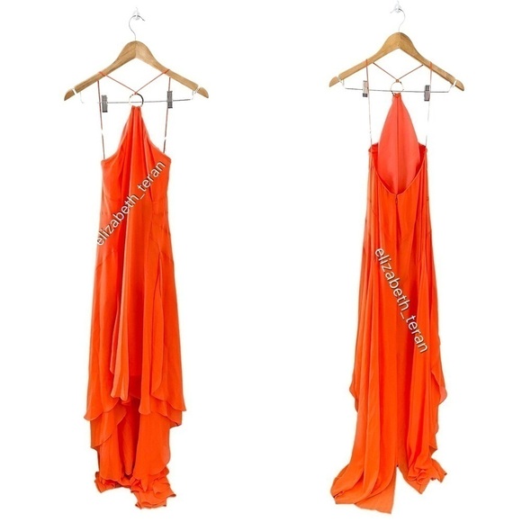 Halston Halter Georgette Gown 0 - Picture 2 of 9